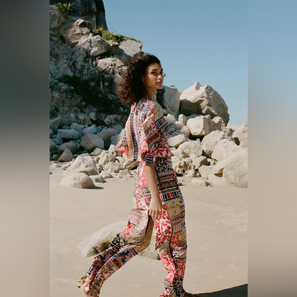 Zara Multicolored Patchwork Pants - Picture 6 of 9